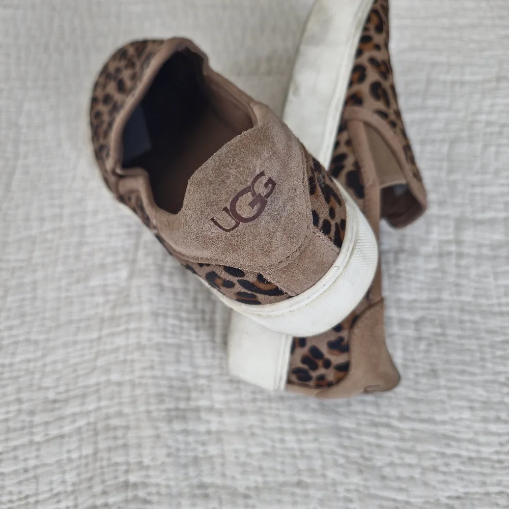 Size  9 - UGG Leopard Print Calf Hair Slip-On Sneakers